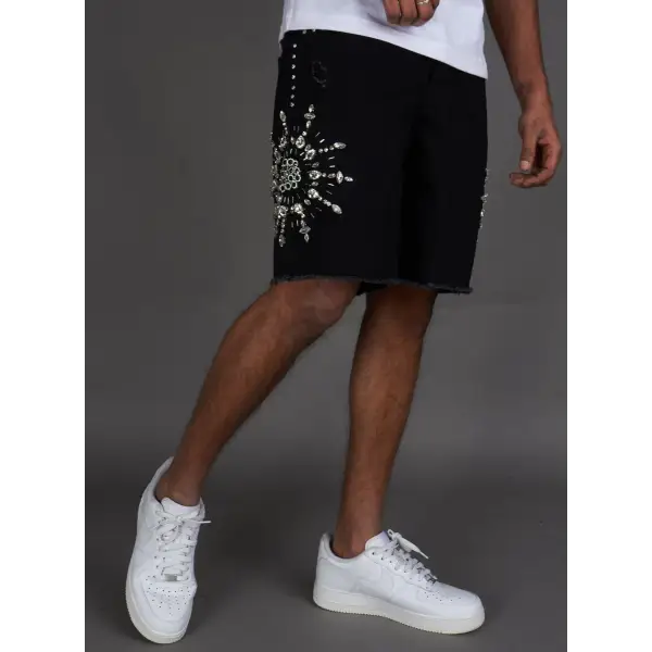 Politics embellished denim short - SHORTS