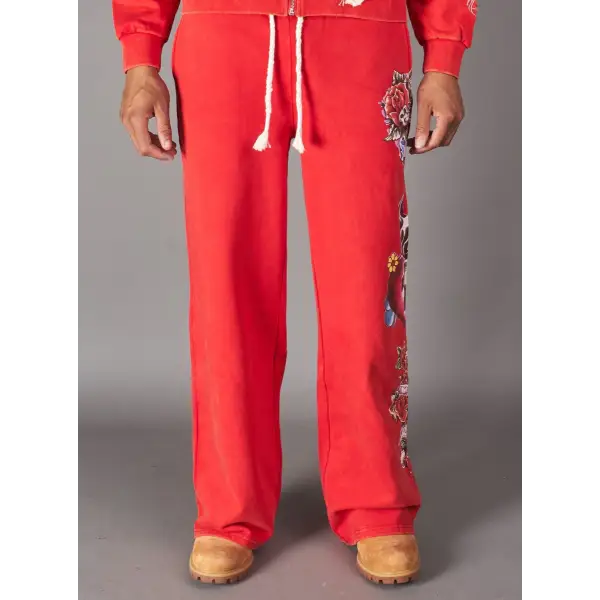 Politics joron tattoo art sweatpant - SMALL / RED - SWEAT PANT