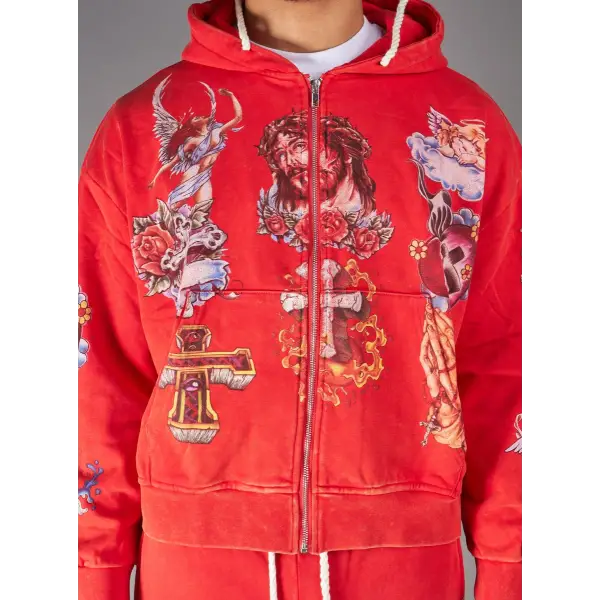 Politics jujube tattoo print hoodie - HOODIE