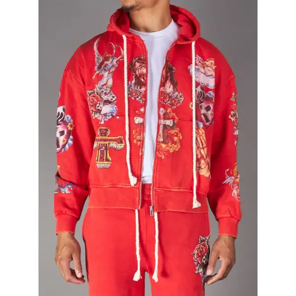 Politics jujube tattoo print hoodie - HOODIE