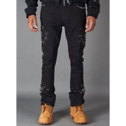 Politics rhinestone studded corwin stacked denim - 32W/34L / BLACK - DENIM