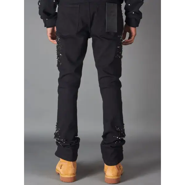 Politics rhinestone studded corwin stacked denim - DENIM