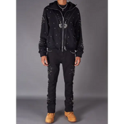 Politics rhinestone studded corwin stacked denim - DENIM