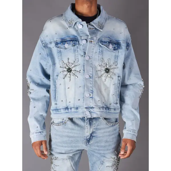 Politics sunray blossom denim jacket - LARGE / BLUE - JACKET
