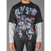 Politics thorn holy saint long sleeve t-shirt - SMALL / BLACK/GREY - T-SHIRT