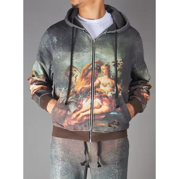 Politics worin vintage painting print jacket - HOODIE