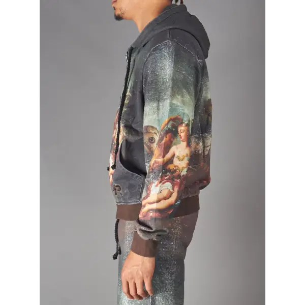 Politics worin vintage painting print jacket - HOODIE