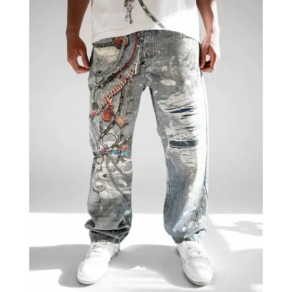 Preme allover print denim - DENIM