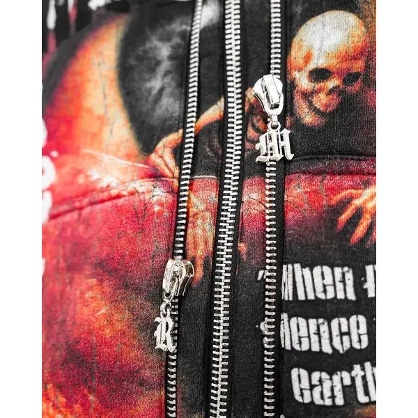 Preme broken studded zip up hoodie - HOODIE