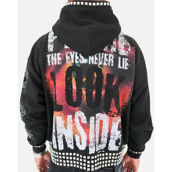 Preme broken studded zip up hoodie - HOODIE