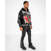 Preme broken studded zip up hoodie - HOODIE