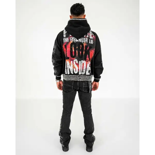 Preme broken studded zip up hoodie - HOODIE