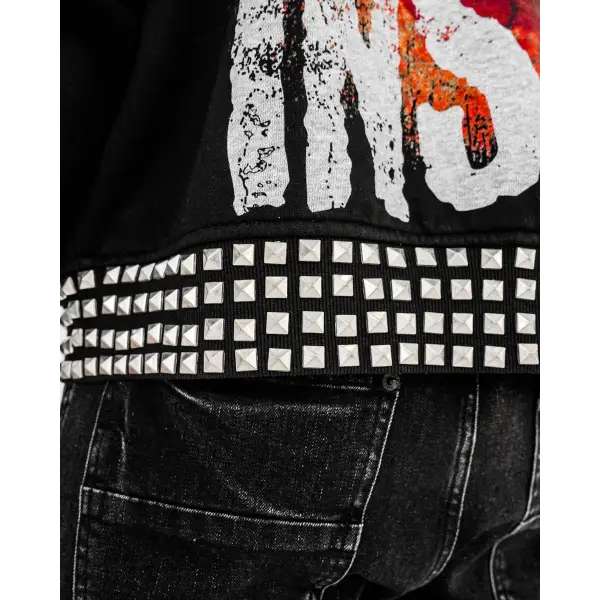 Preme broken studded zip up hoodie - HOODIE