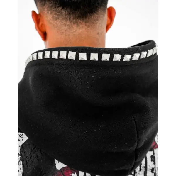 Preme broken studded zip up hoodie - HOODIE