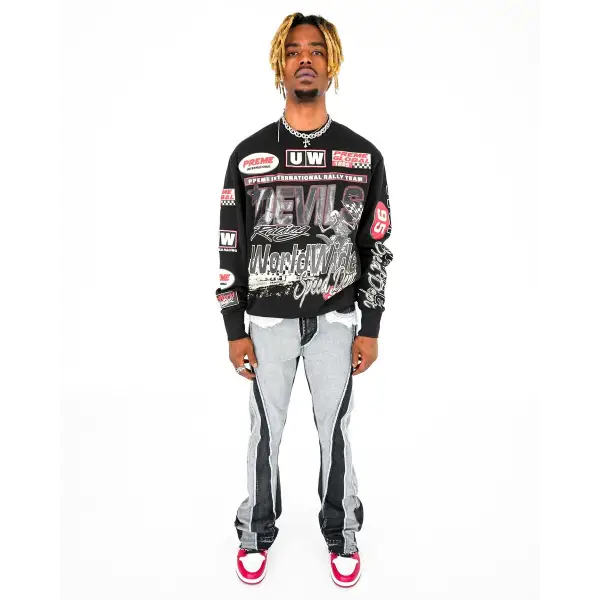Preme longsleeve motocross patchwork crewneck - CREWNECK