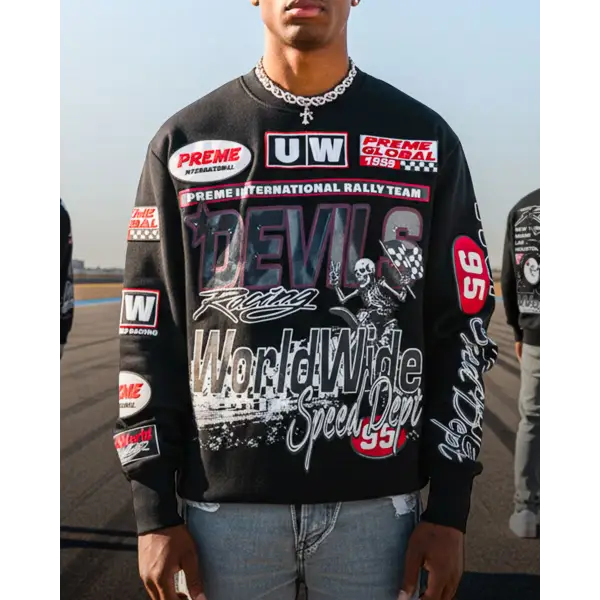 Preme longsleeve motocross patchwork crewneck - CREWNECK