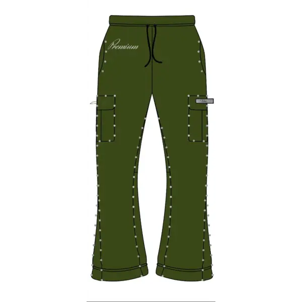 Premium milano destiny stacked cargo pants - MEDIUM / OLIVE - SWEAT PANT