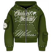 Premium milano destiny zip up hoodie - MEDIUM / OLIVE - HOODIE