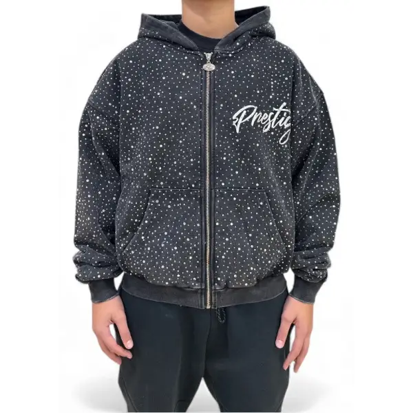 Prestige embellishment classic logo hoodie - SMALL / BLACK - HOODIE