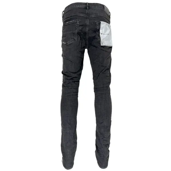 Purple Black Over Spray Distress Denim – Bold & Unique Distressed Black Denim for a Modern Look - DENIM