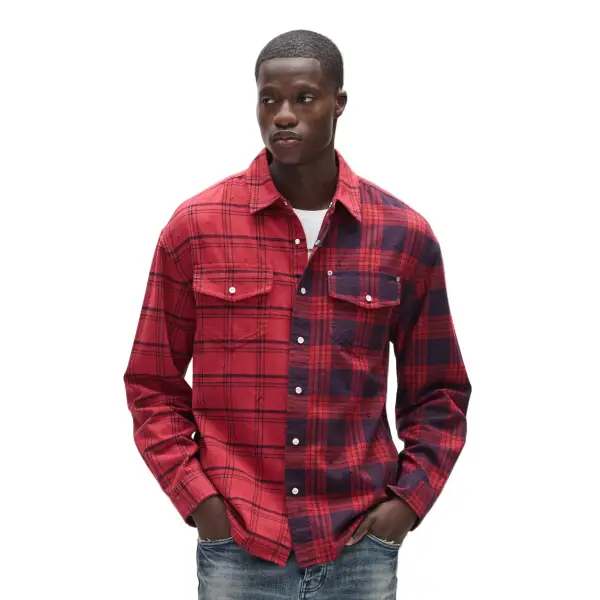 Purple brand half and half flannel shirt - T-SHIRT