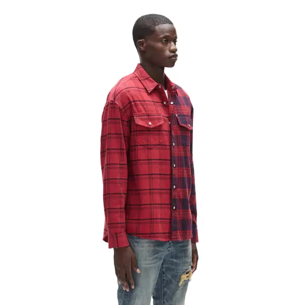 Purple brand half and half flannel shirt - T-SHIRT