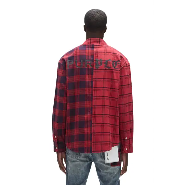 Purple brand half and half flannel shirt - T-SHIRT