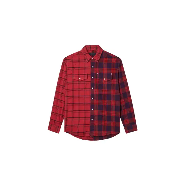 Purple brand half and half flannel shirt - T-SHIRT
