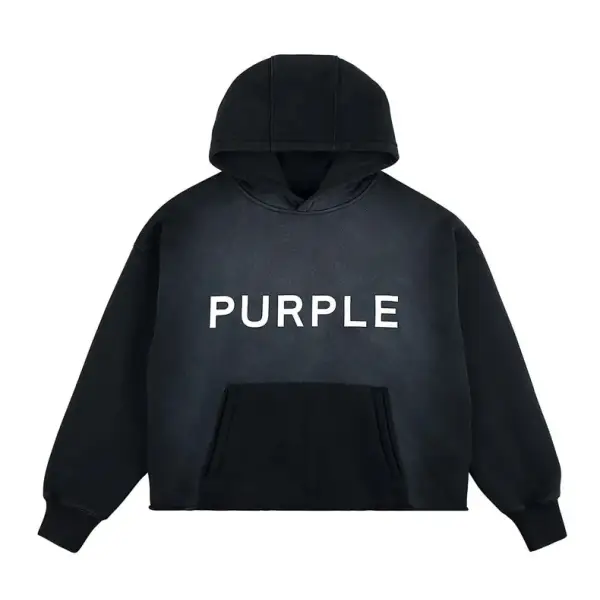 Purple brand logo crop hoodie - SMALL / BLACK - HOODIE