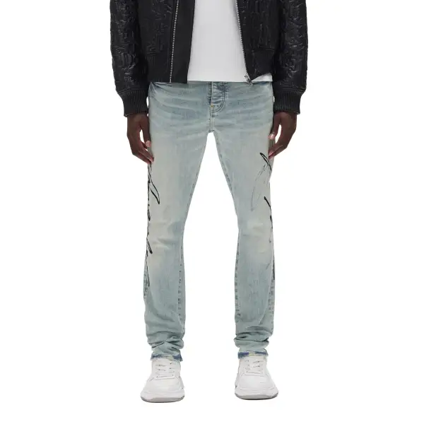 Purple brand skinny double script denim - 30W/32L / LT.BLUE - DENIM