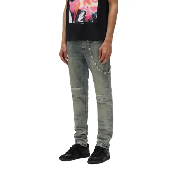 Purple Light Blue Vintage repair Denim - DENIM