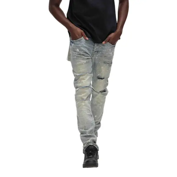 Purple light indigo paint Denim - DENIM