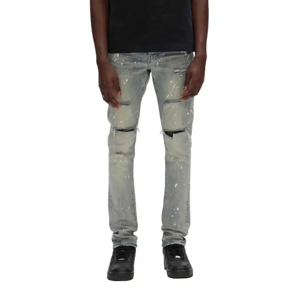 Purple light indigo paint Denim - 28W/32L / BLUE - DENIM