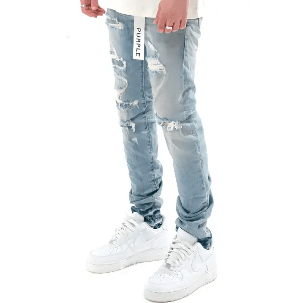 Purple Light Indigo Vintage Denim – Comfortable and Stylish Slim Fit Jeans - DENIM - Cityswagusa.com