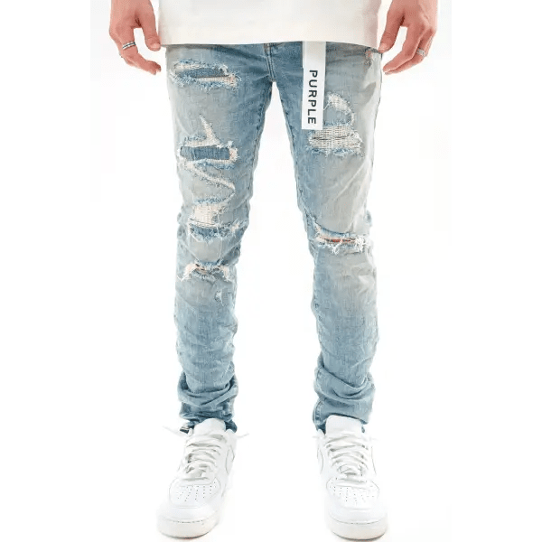 Purple Light Indigo Vintage Denim – Comfortable and Stylish Slim Fit Jeans - DENIM - Cityswagusa.com