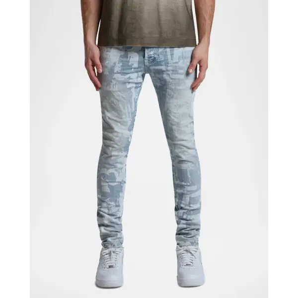 Purple light print allover denim - DENIM