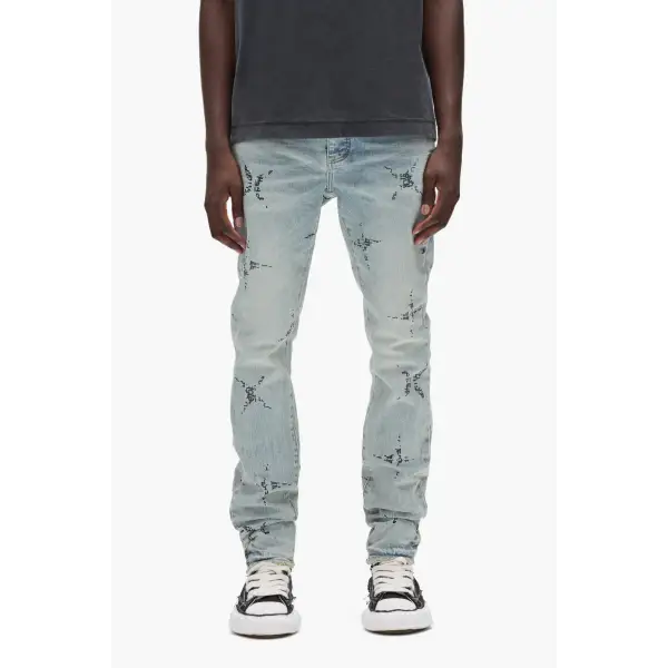 Purple printed slim denim - 30W/32L / INDIGO - DENIM