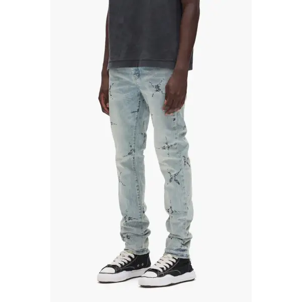 Purple printed slim denim - DENIM