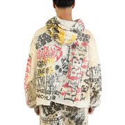 Rare peace digital print rhinestone crop hoodie - HOODIE