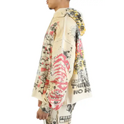 Rare peace digital print rhinestone crop hoodie - HOODIE