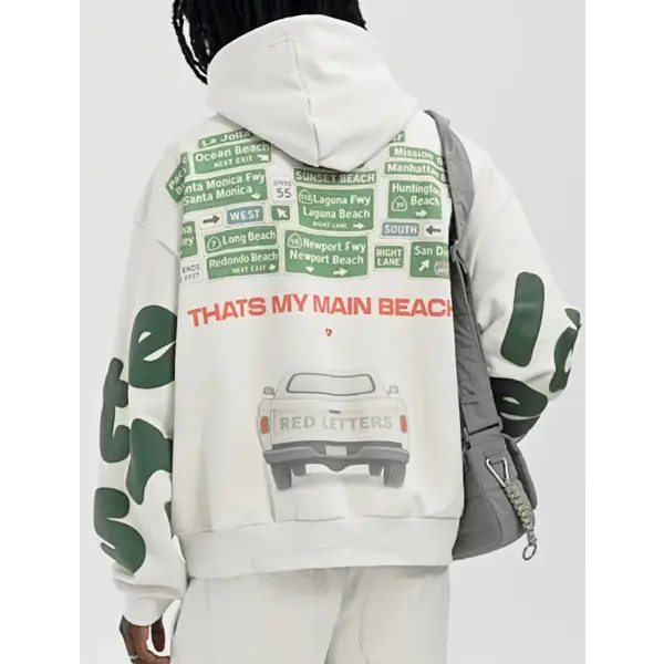 Red Letters main beach scattered hoodie - HOODIE