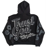 Red letters trust god scattered hoodie - HOODIE