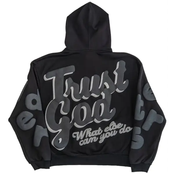 Red letters trust god scattered hoodie - HOODIE