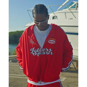 Red letters zip up track jacket - TRACK JACKET