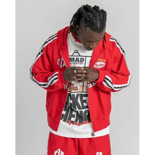 Red letters zip up track jacket - TRACK JACKET