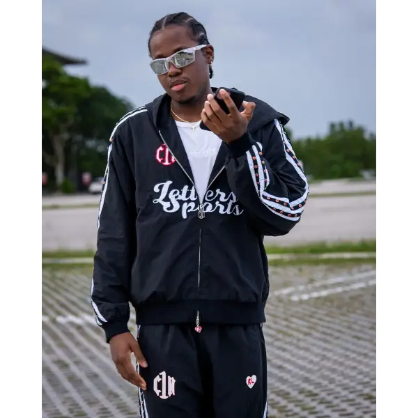 Red letters zip up track jacket - TRACK JACKET