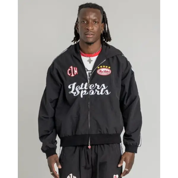 Red letters zip up track jacket - TRACK JACKET