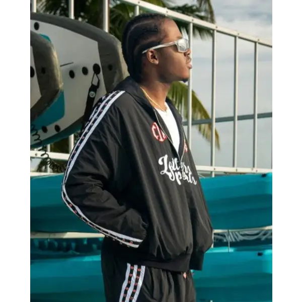 Red letters zip up track jacket - TRACK JACKET