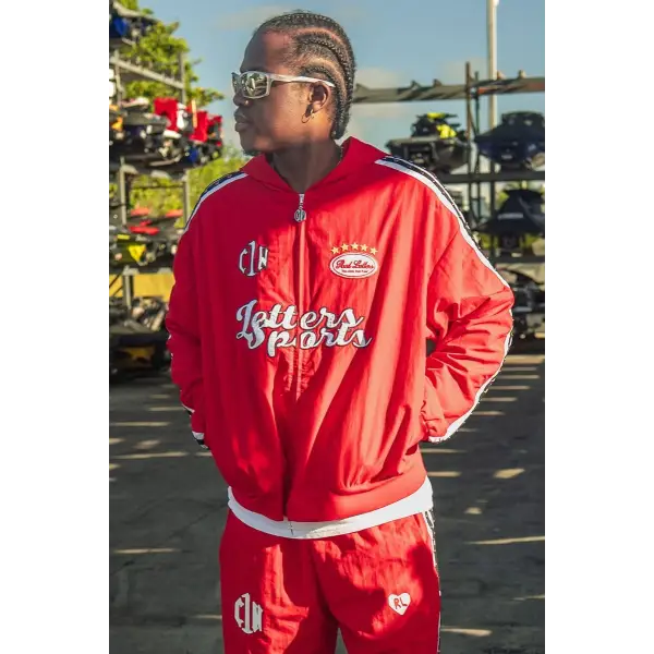 Red letters zip up track jacket - TRACK JACKET