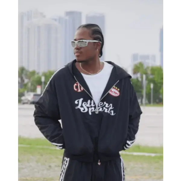 Red letters zip up track jacket - TRACK JACKET